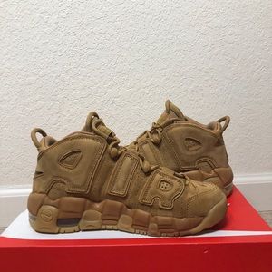 All Wheat Nike Uptempos sz: 5y fit women: 7